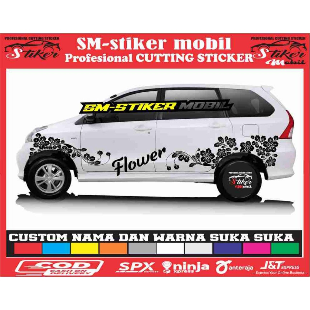 promo kanan kiri stiker mobil stiker motif bunga batik flower stiker variasi mobil avanza xenia inno