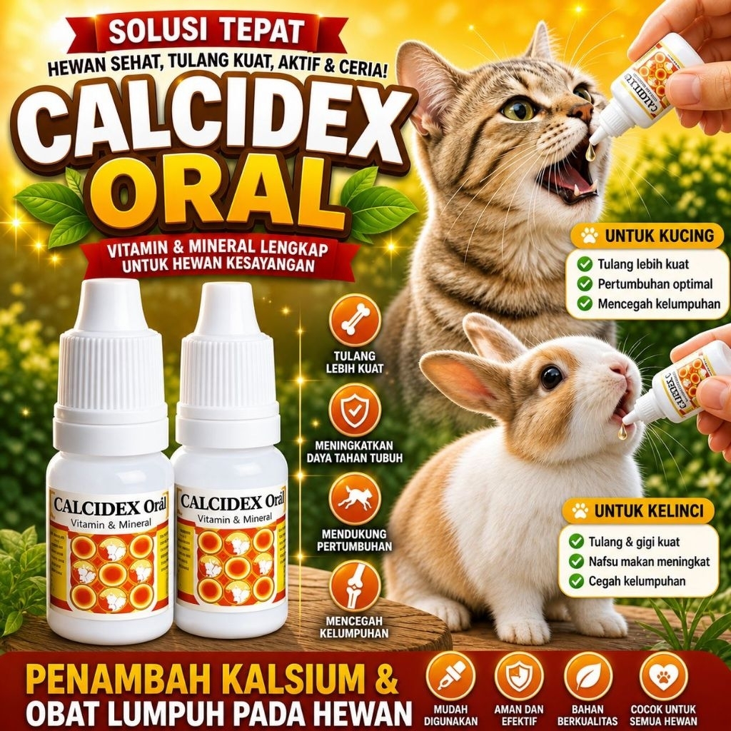 CALCIDEX ORAL 10 ml - Obat Kelinci Lumpuh Obat Osteoporosis Obat Tulang Keropos Obat Kelinci Patah T