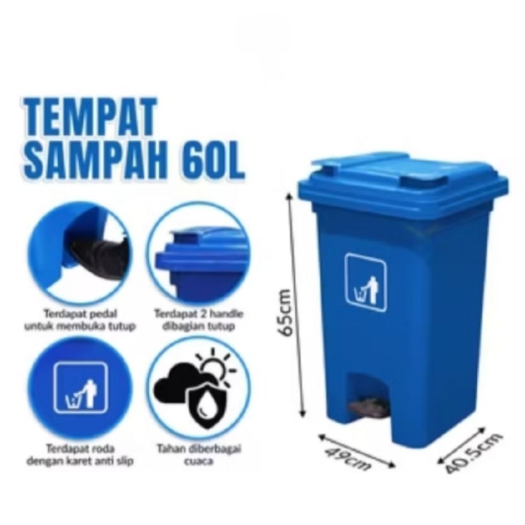 tempat sampah plastik 60L tempat sampah outdoor tahan