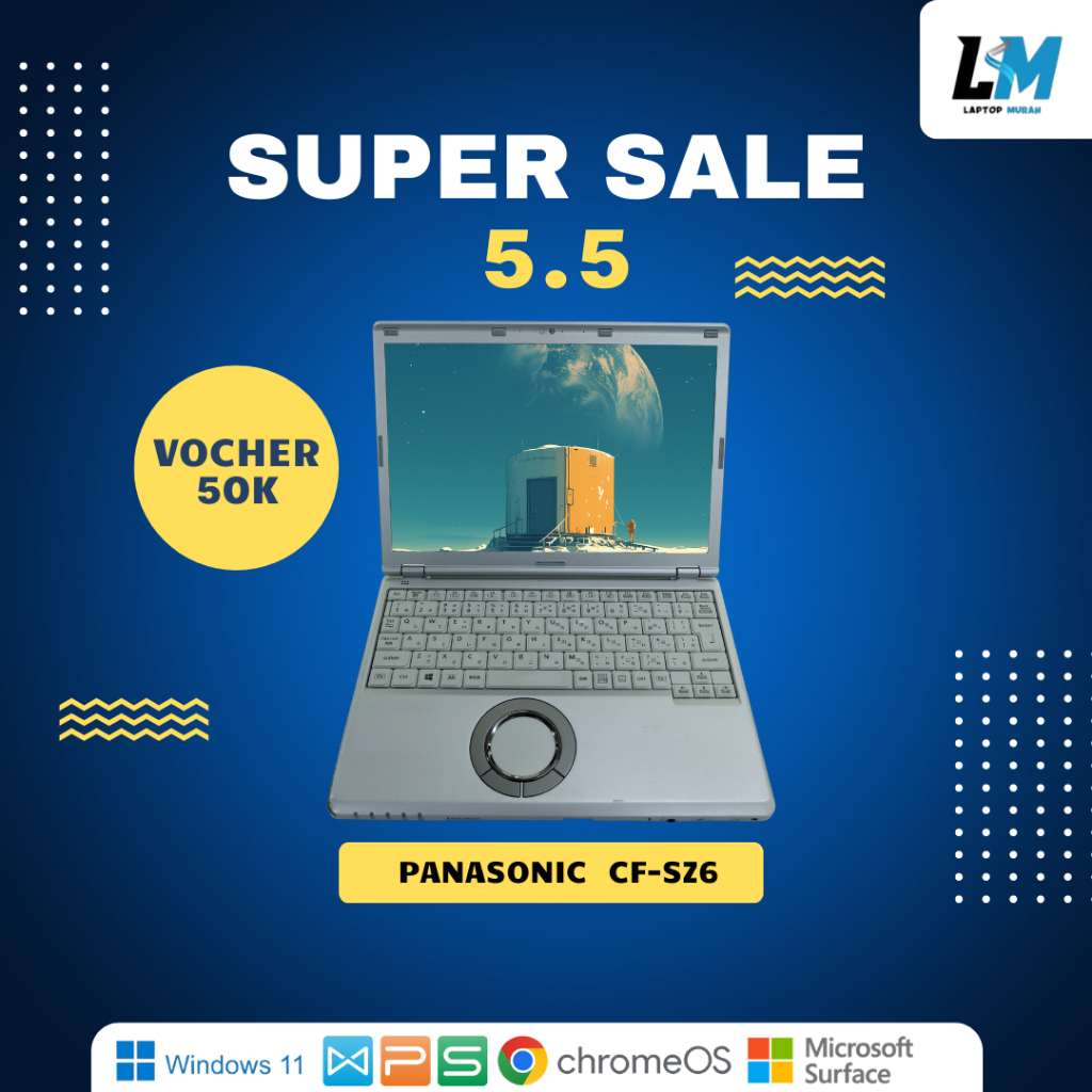 Panasonic CF-SZ6 Intel Core I5 Gen 7 Ram 8 Gb Ssd 256 Gb Siap Pakai Bergaransi