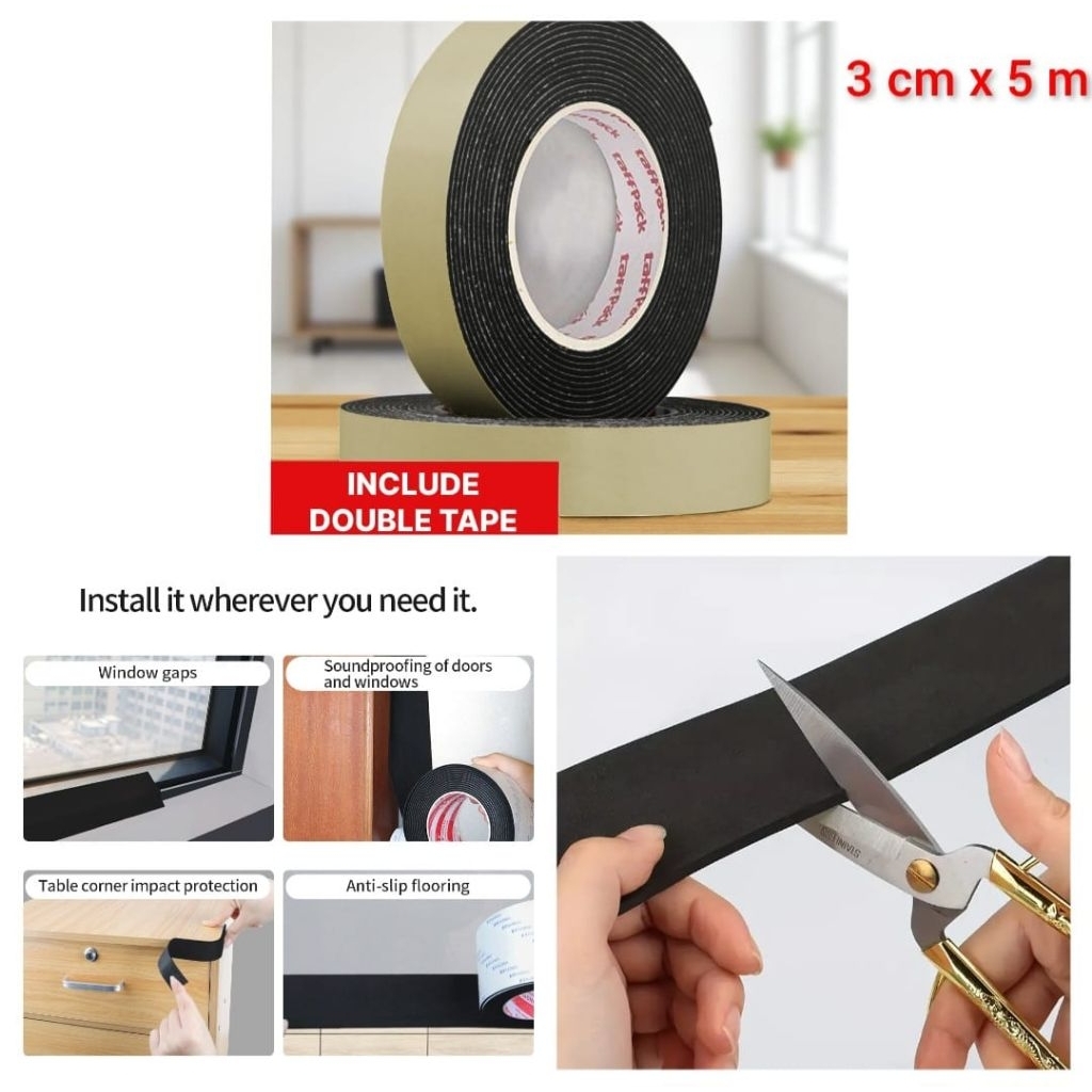 Lis Busa Penutup Celah Pintu Jendela Peredam Suara Debu Seal Strip Foam