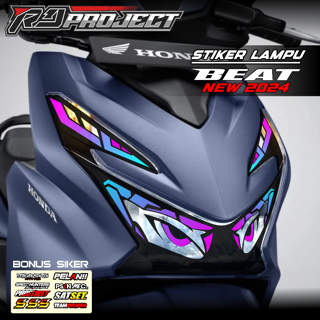 STICKER VARIASI LAMPU ALIS MOTOR BEAT DELUXE 2020 2021 2022 2023 - STICKER LAMPU ALIS DEPAN BEAT NEW