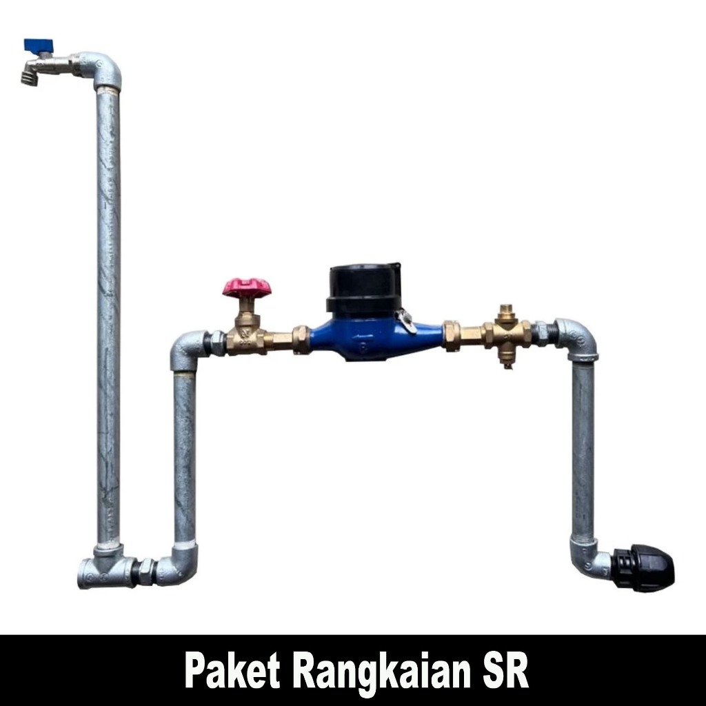 Meteran Air Onda 1/2 inch Komplit Rangkaian Sambungan Rumah Kuningan Besi PDAM