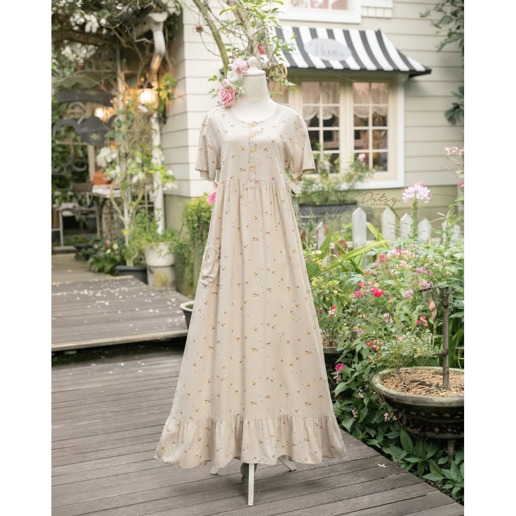 Ditsy sleepwear summer vintage Nightdress Sleevelees S M L XL XXL edisi bulan mei 2026