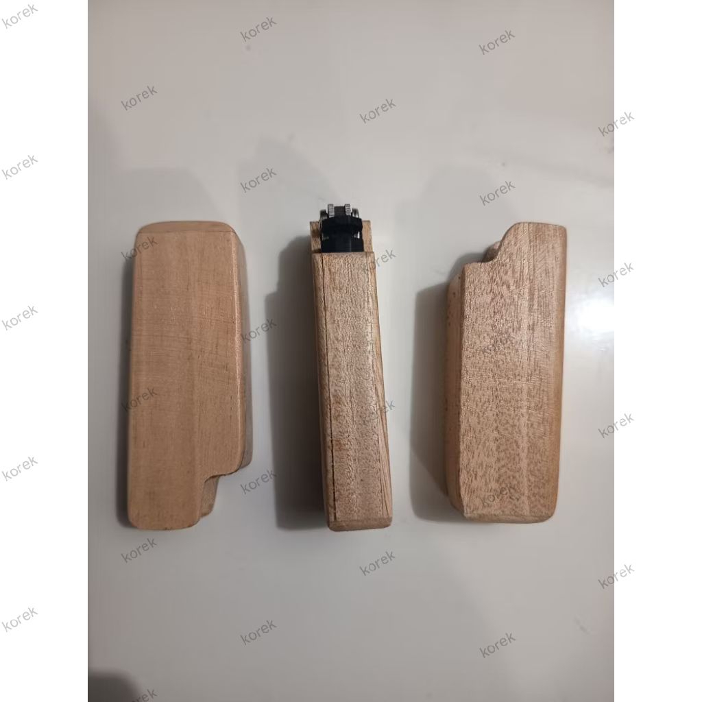 Cover Korek Api Gas Bahan Kayu Unik Keren Model Bahan Kayu Mahoni (FREE KOREK)