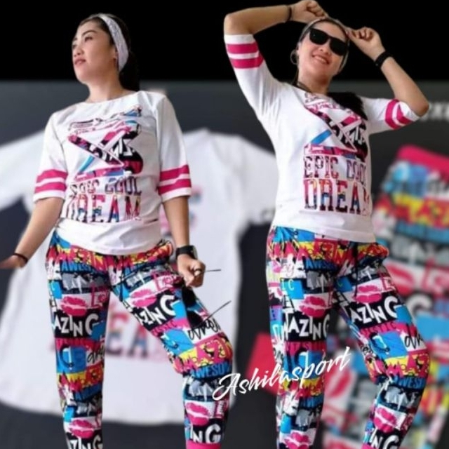 STELAN OLAHRAGA WANITA SXB SHORTSLEVE AND JOGGER