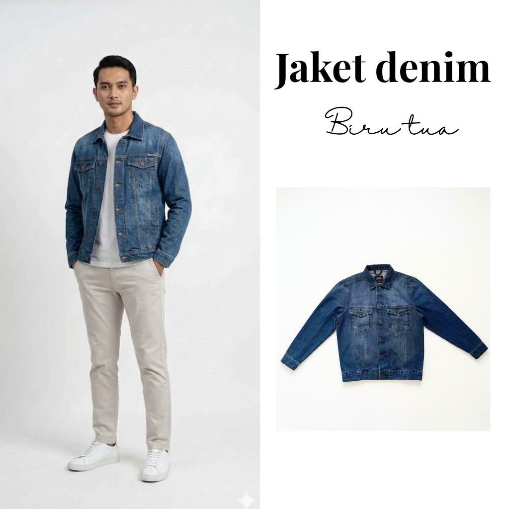 Jacket Denim Biru Tua Pria Jaket Jeans