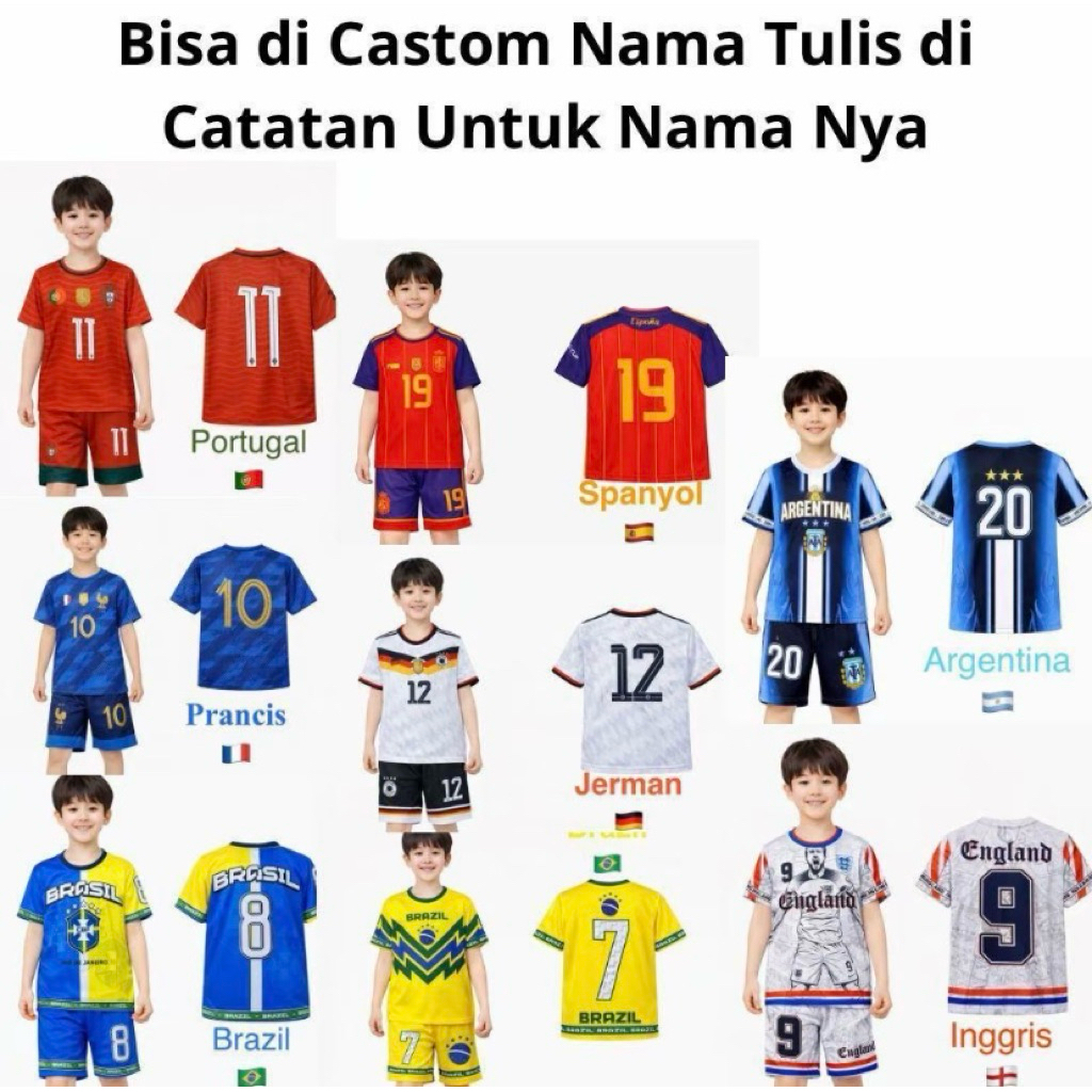 BAJU BOLA ANAK || SETELAN BAJU BOLA ANAK || SETELAN JERSEY ANAK 1 TH- 8TH