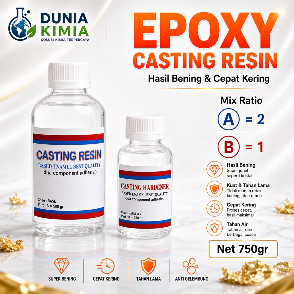 Epoxy Resin Bening - Casting Resin 750Gr - Resin Table Top  - Resin Meja Kayu