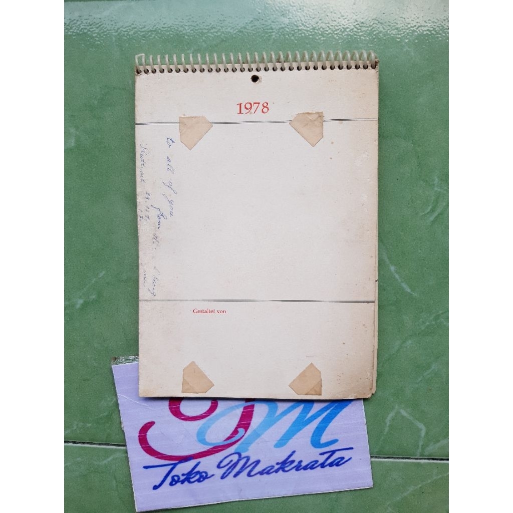 kalender tanggalan dinding kecil tahun 1978 jadul lawas lama