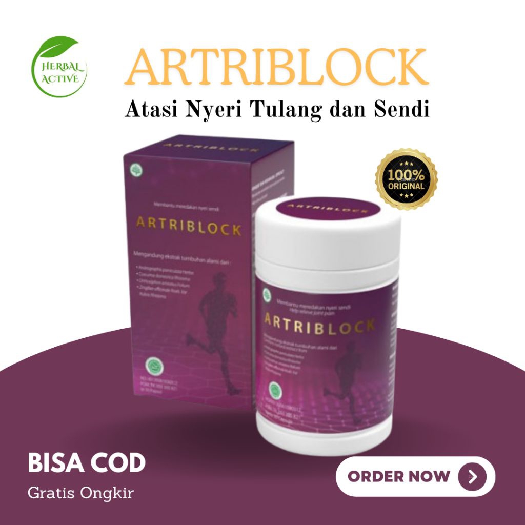 Artriblock Obat Herbal Alami Menghilangkan Nyeri Sendi Otot Tulang Lutut Asli Original 100% BPOM