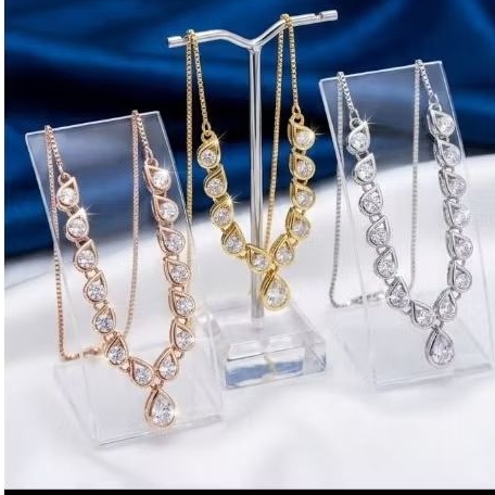 Titanium88 Kalung Tura Motif Padi Zircon Full Permata Lapis Emas Anti Karat