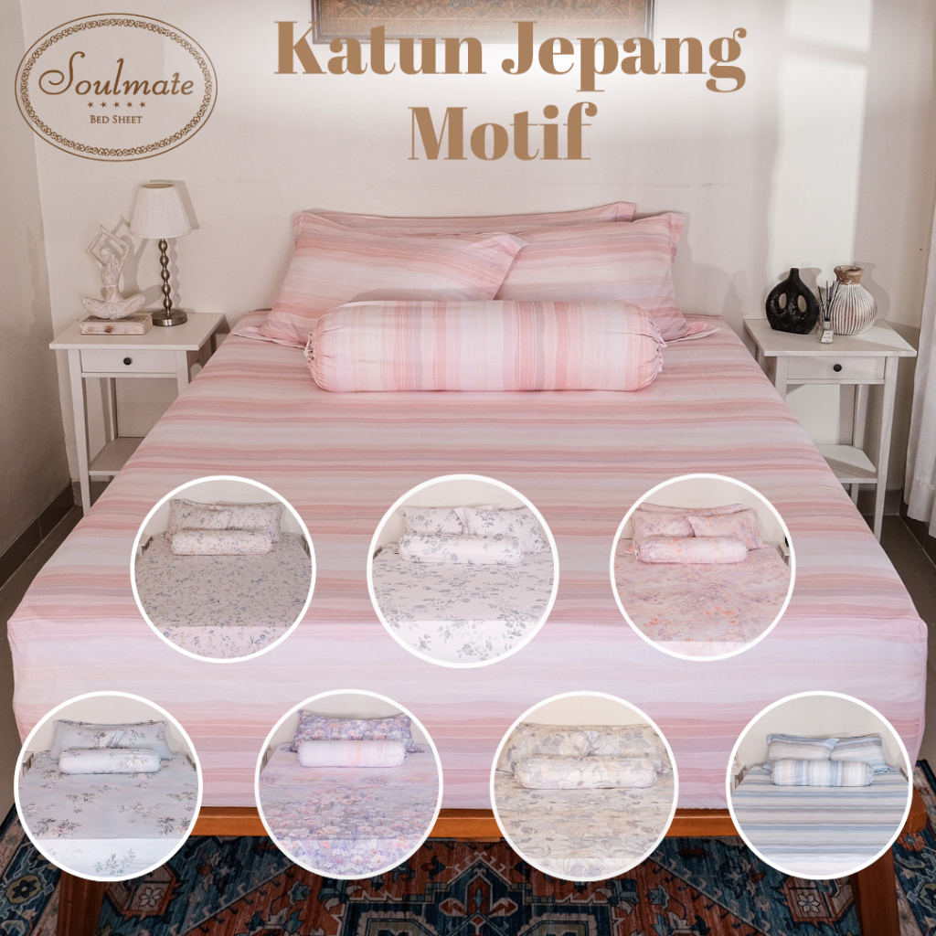 Sprei Set Katun Jepang Secret Garden Collection Cotton Sateen Soulmate Bedsheet