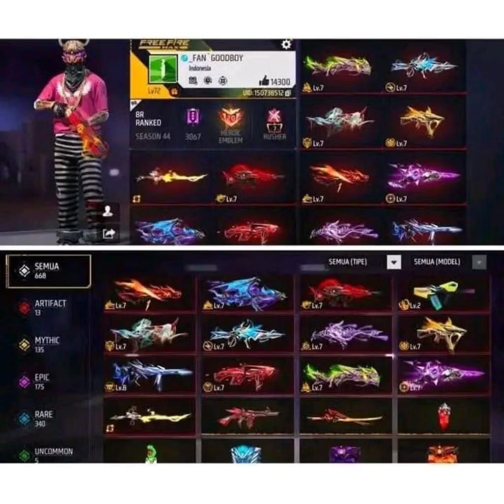 Terbaru Akun fire free sultan skin ternama season 1