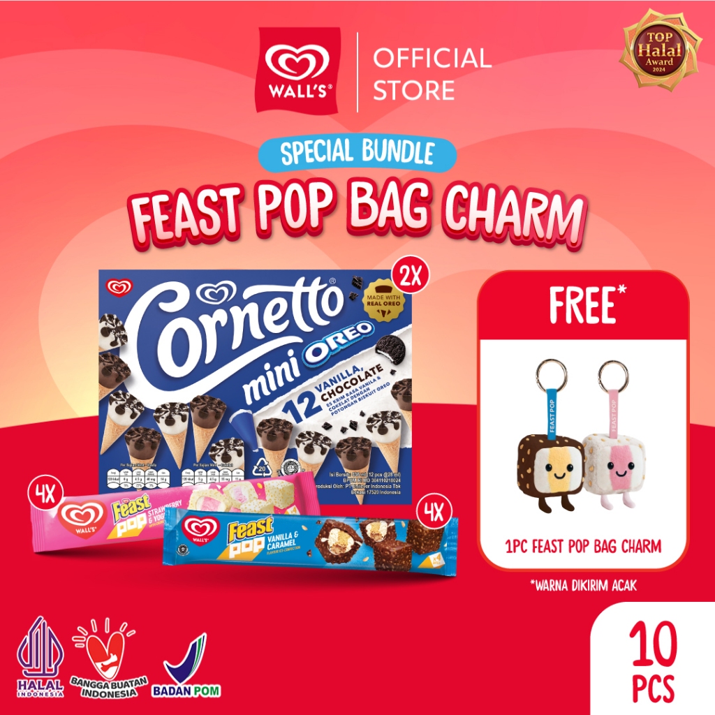 [FREE BAG CHARM] Buy Feast Pop & Cornetto Mini FREE Feast Pop Bag Charm