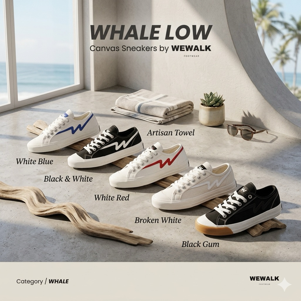 Sepatu Wewalk Footwear - Whale White Blue Original Indonesia