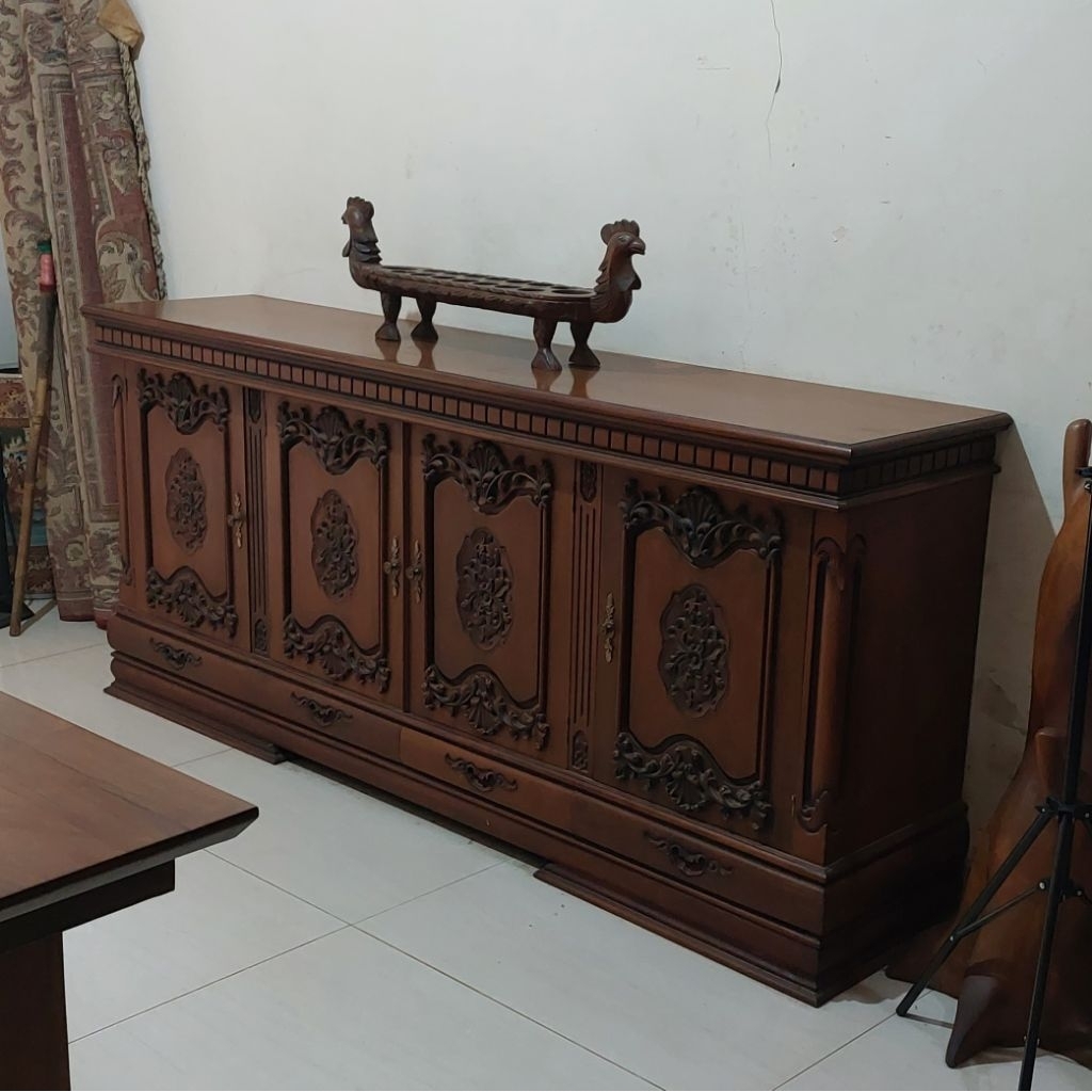 Bufet tv ukiran kayu jati jepara antik unik minimalis