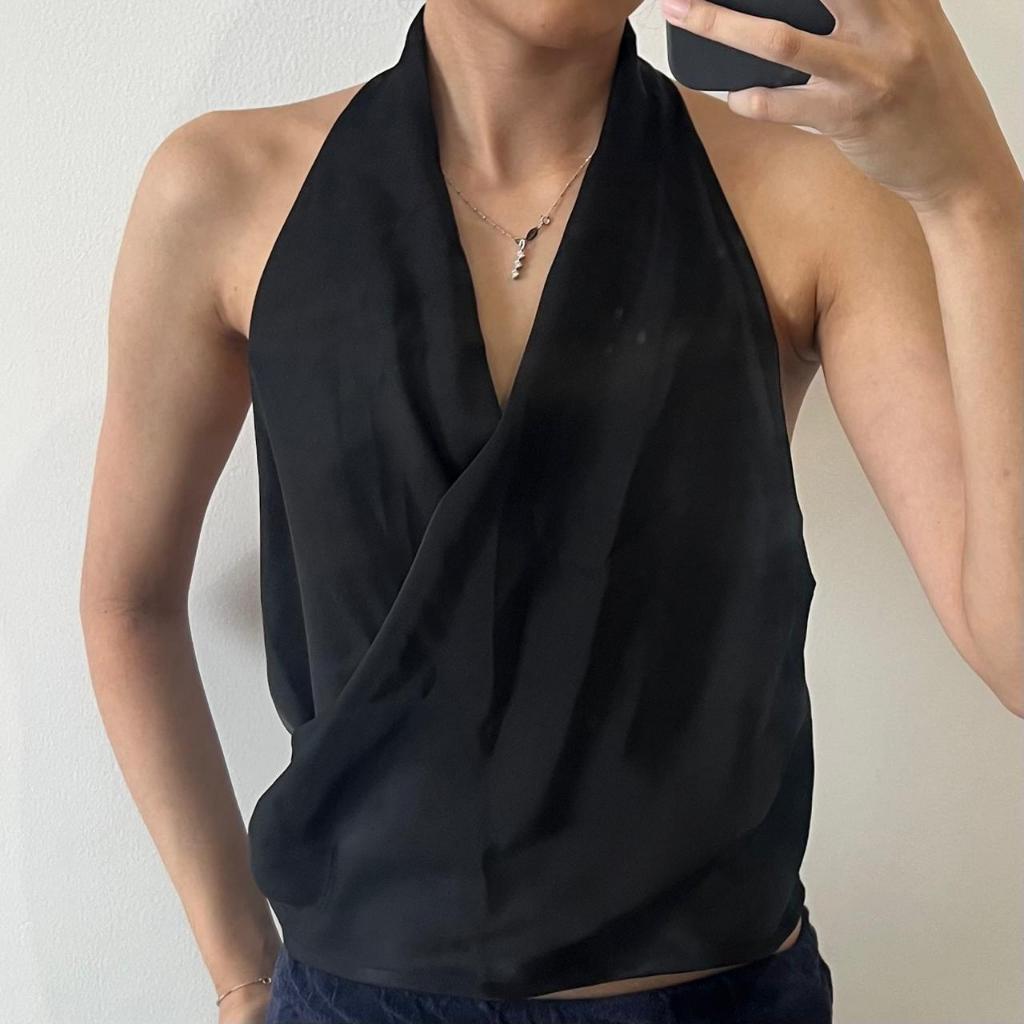 Satin Halter Top Backless