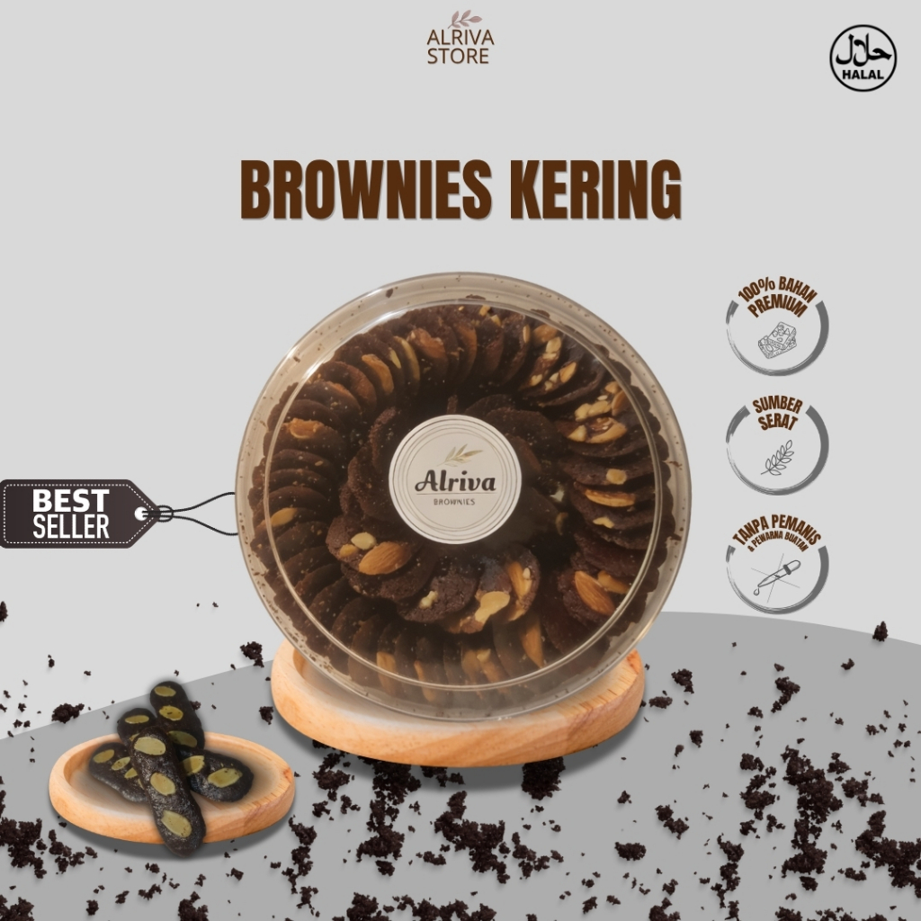 Brownies Kering Toples BPOM HALAL ( almond ) | Alriva Brownies