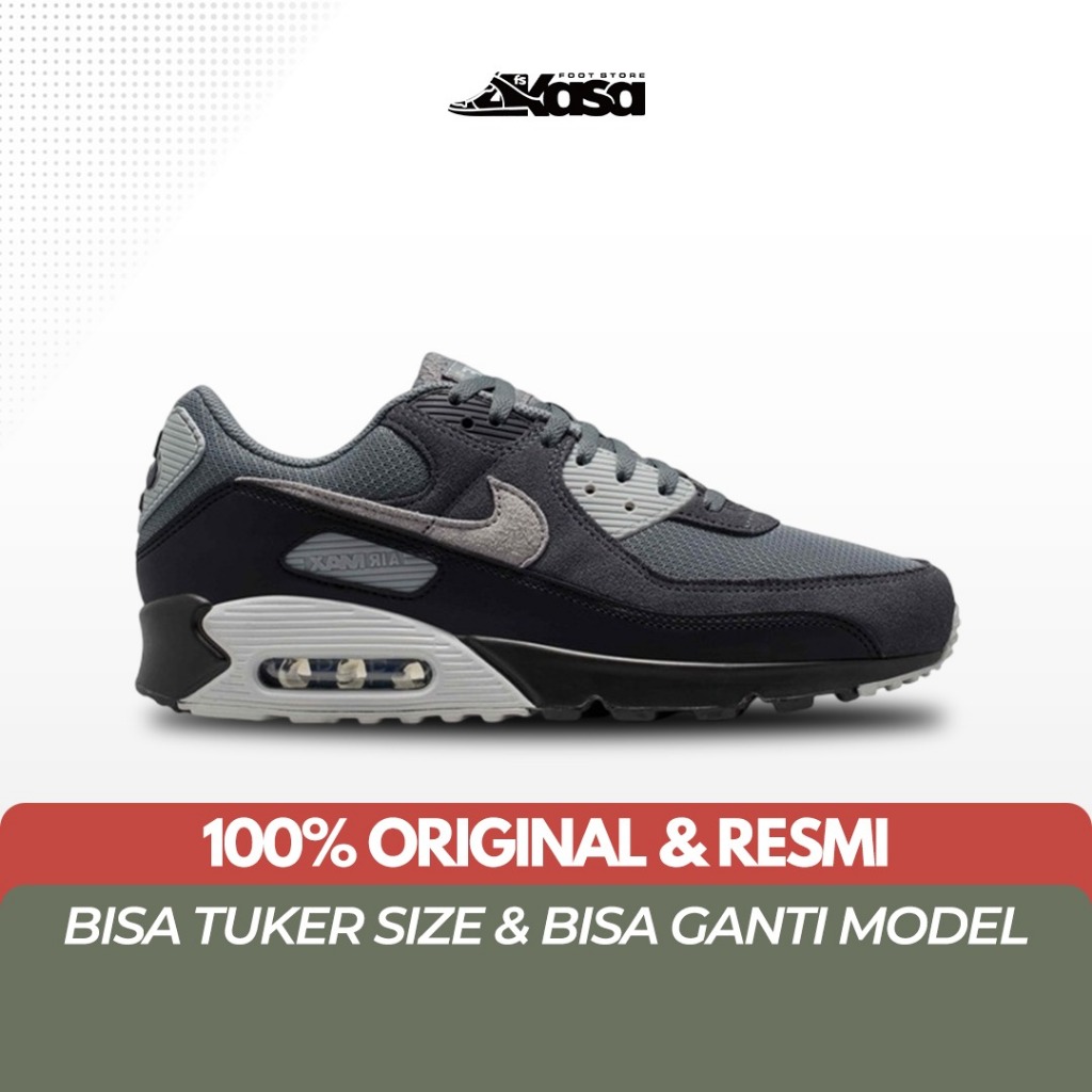 Sepatu Sneakers Pria Air Max 90 Smoke Grey Black