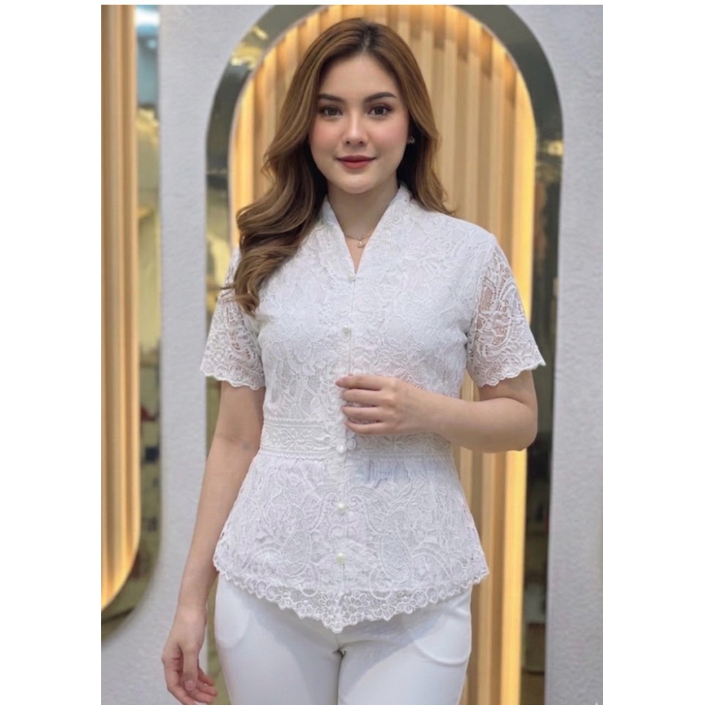 Kebaya modern brukat putih 502