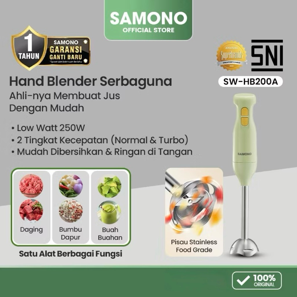 samono SW-HB200A-GREEN Hand Blender