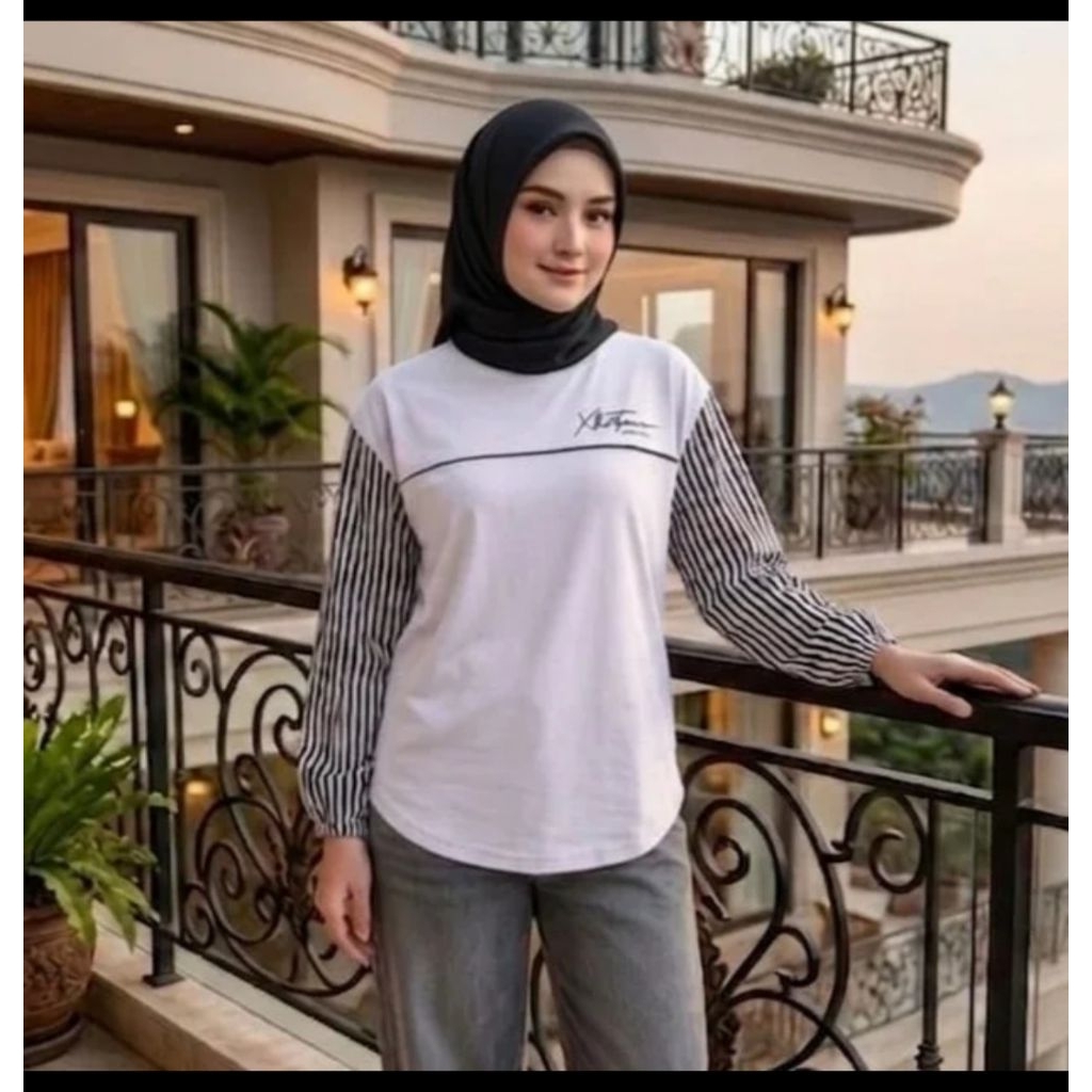Xhafana---kaos wanita lengan panjang kombi lengan sallur