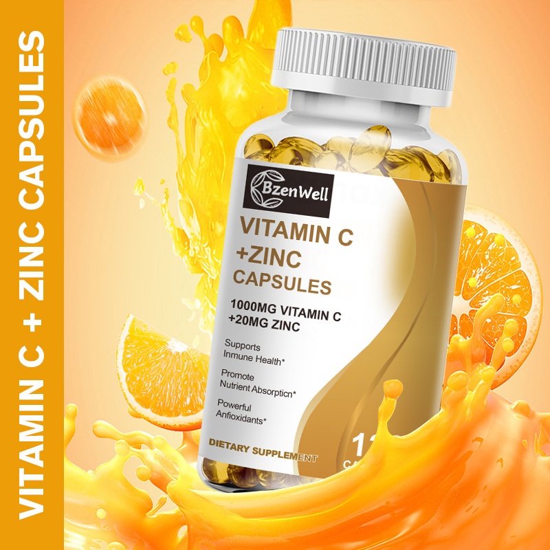 BzenWell Vitamin C 1000mg + Zinc 20mg Capsules Dietary Supplement 120 Kapsul Isorica 20mg