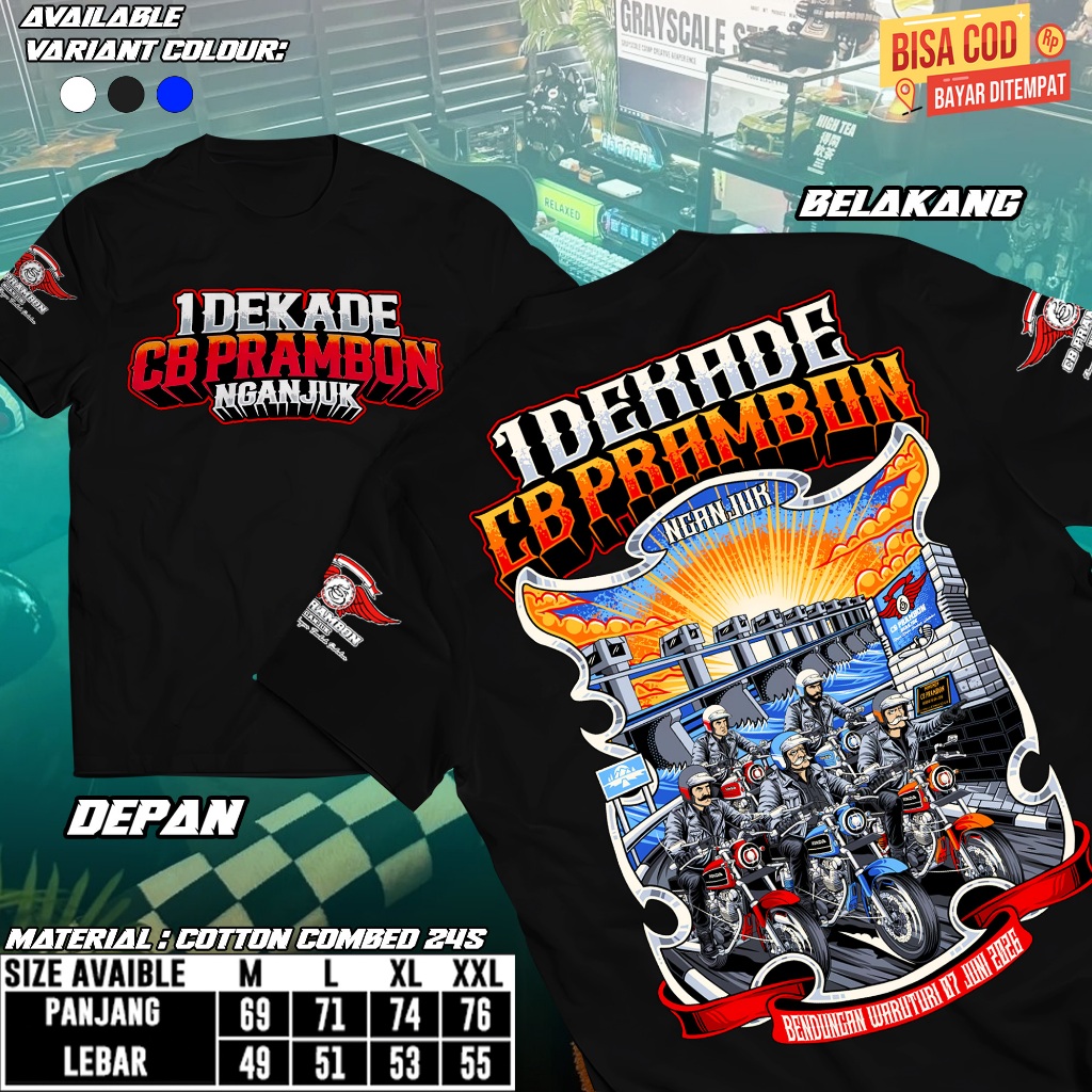 KAOS ACARA 1 DEKADE CB PRAMBON NGANJUK FREE STIKER 10 + SERTIFIKAT PIAGAM