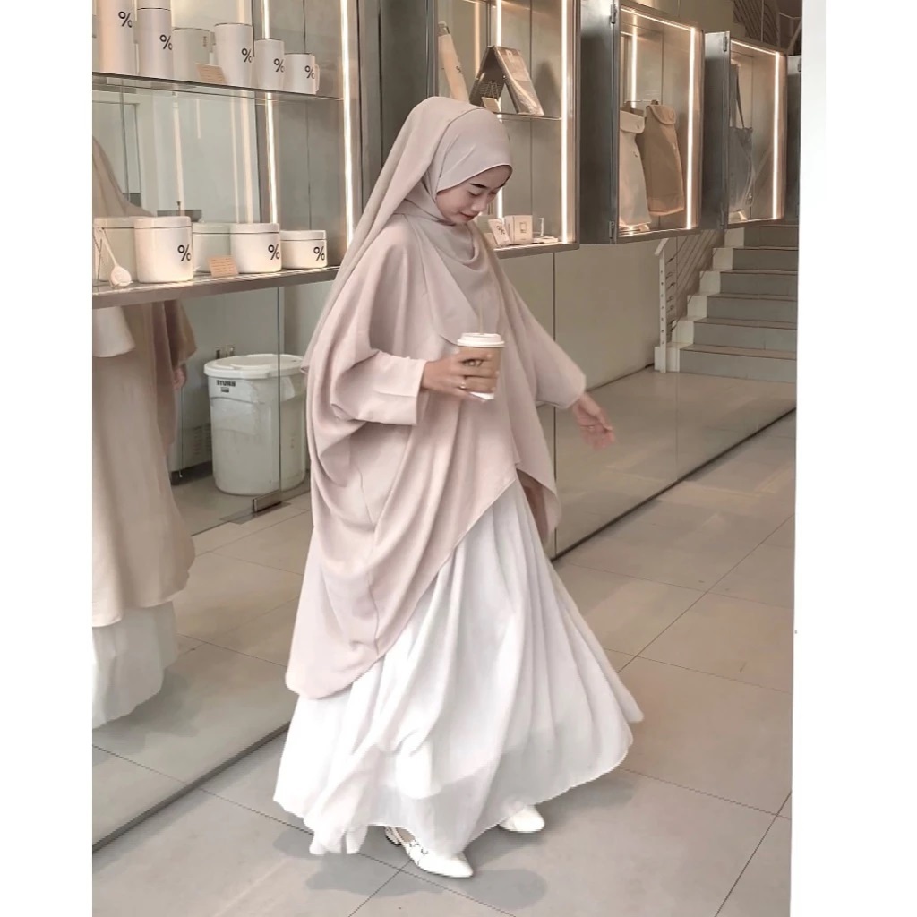 Najma Tunik Abaya Set Rok | Tunik Abaya Muslim Two Tone