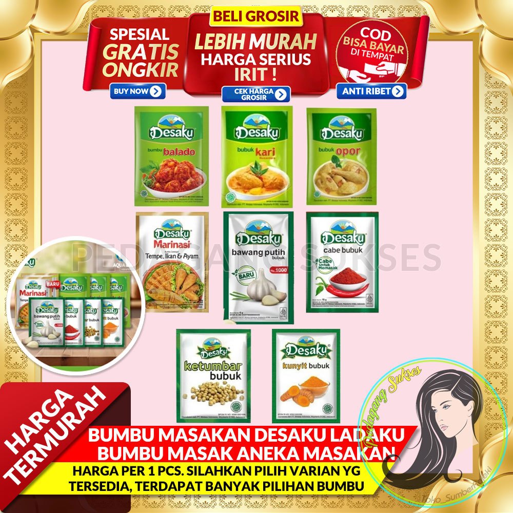 ECER BUMBU MASAKAN DESAKU BUMBU MASAK ANEKA MASAKAN Desaku Bumbu Bubuk Kunyit Ketumbar/Bawang Putih 