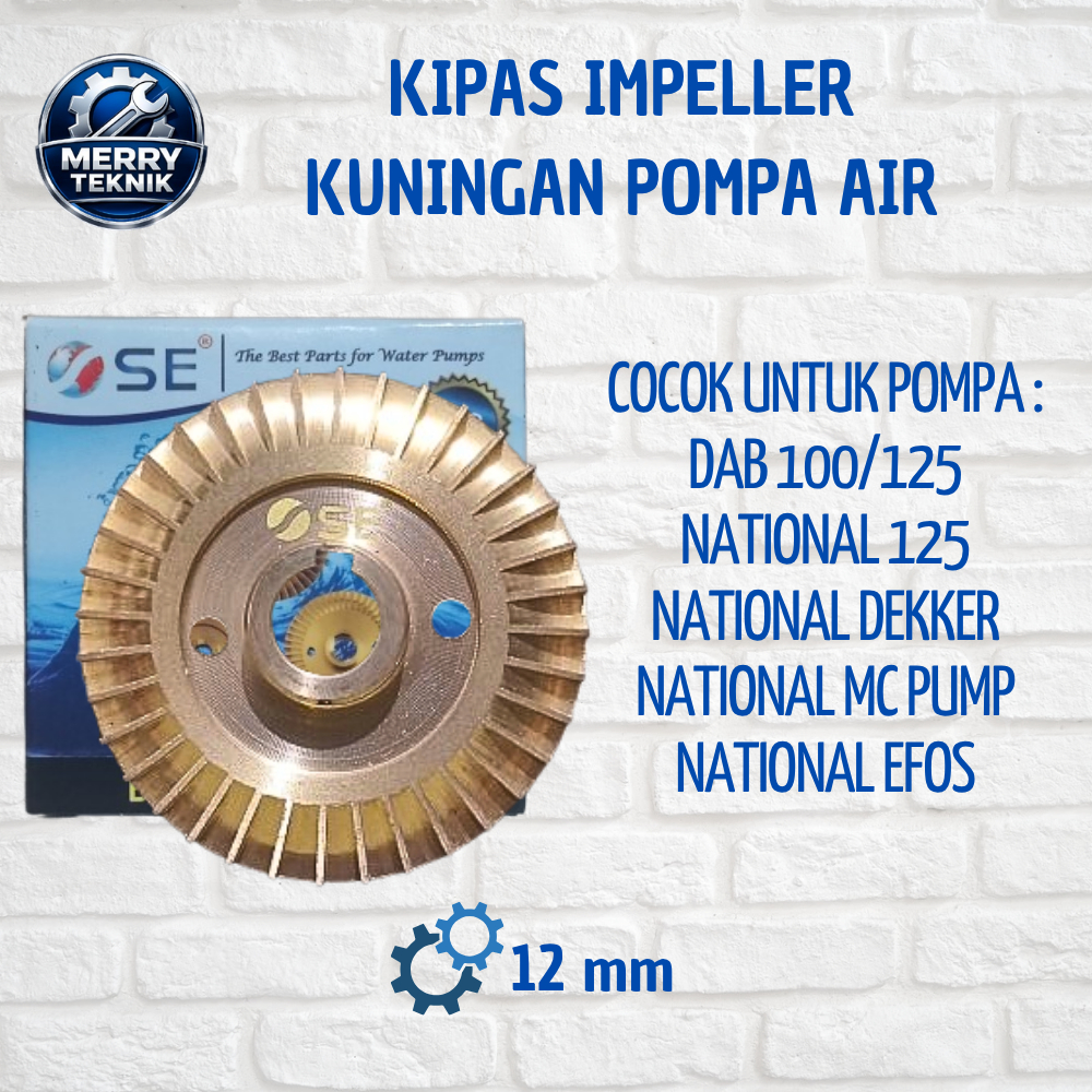 Kipas Impeller Kuningan Pompa Air Type ST - 100 Pompa Air National Dab 125 - As 12 mm