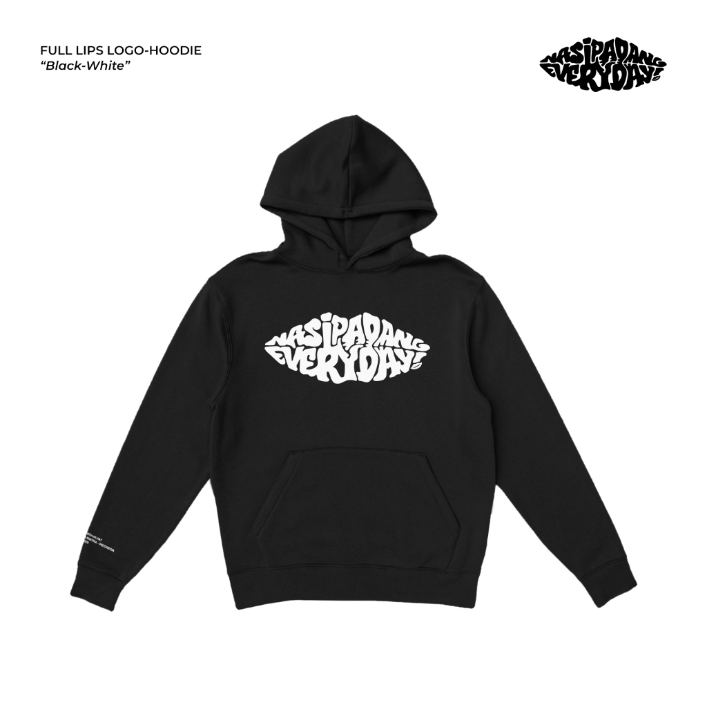 Nasi Padang Everyday - Full Lips Logo | Black White Hoodie