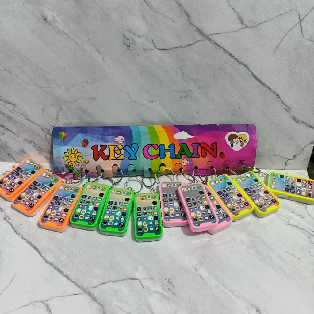 gantungan kunci Hp android LED nyala 12 pcs