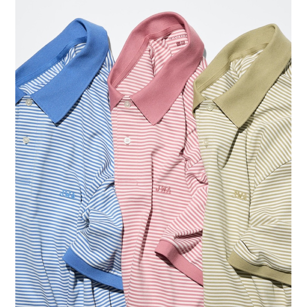 uniqlo kaos polo dry pique garis garis kecil