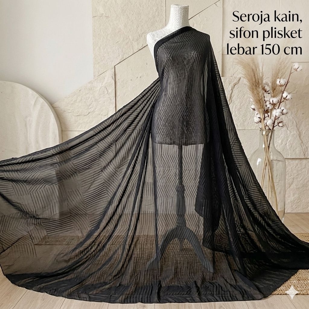 Kain Sifon Plisket Premium / Kain Plisket Sifon Polos Bahan Gamis Hijab Dress sks