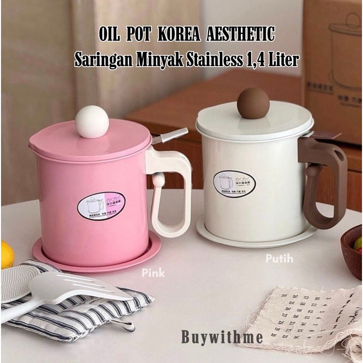 Oil Pot 1.4L Estetik / Tempat Saringan Minyak / Oil Pot Tirisan Minyak Goreng Kapasitas Besar