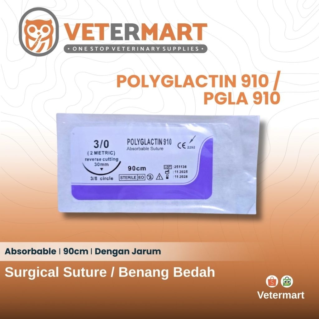 Benang Bedah Polyglactin 910 Braided Surgical Suture - Vicryl - PGLA 910 - Benang Operasi Absorbable