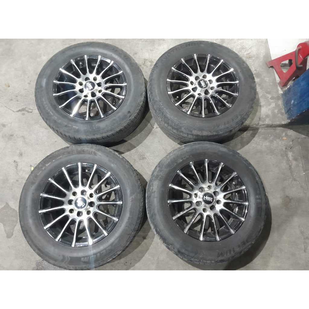 VELG MOBIL SEKEN R14X6 H4X100/4X114,3 MURAH PELEK RING 14 PCD 4X100/4X114,3 BLACK POLIS SEMARANG