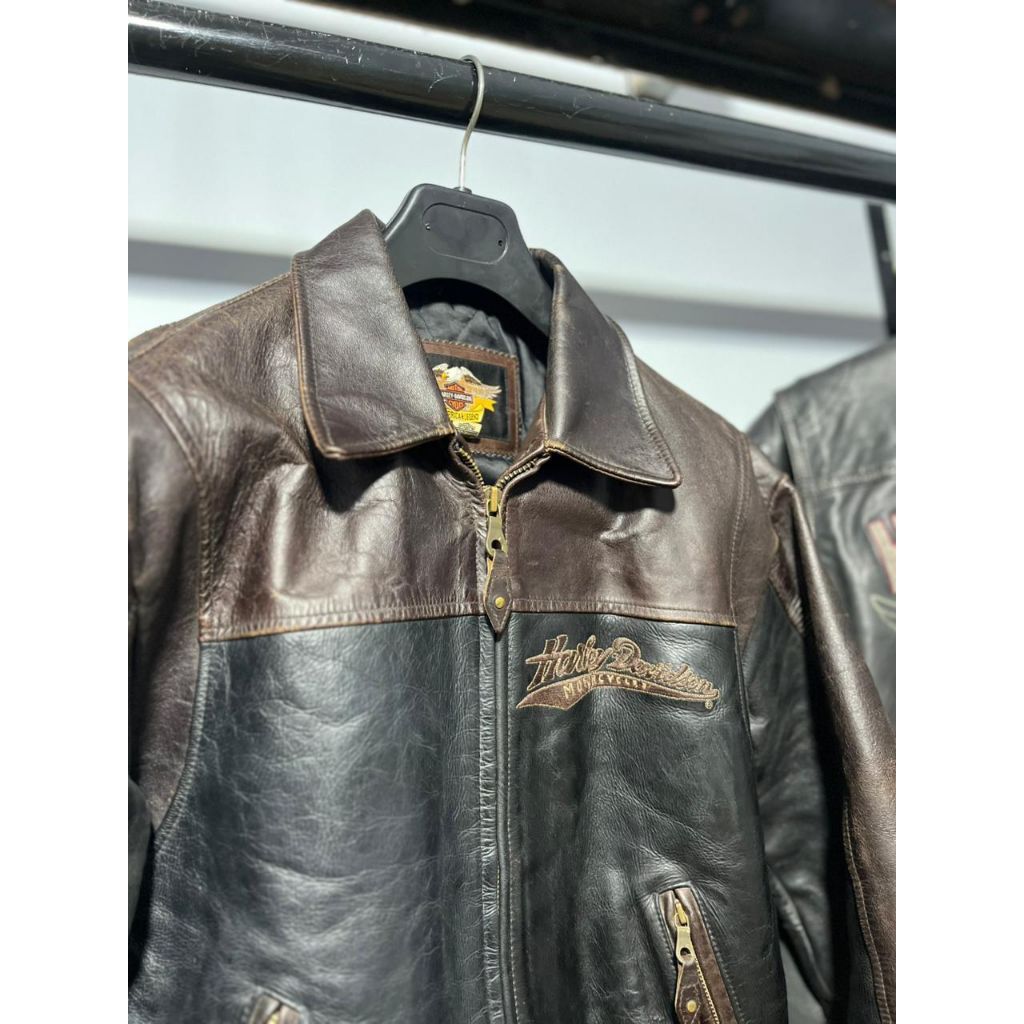 Vtg Harley Davidson Horsehide Leather Varsity Jacket X Jaket Kulit Levis Avirex Baseball RBC Vanson 
