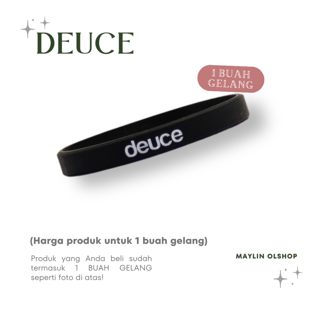 Gelang Tangan Pria - Gelang Karet Pria Hitam Distro Deuce - Wristband Rubber Bracelet - Aksesoris Fa
