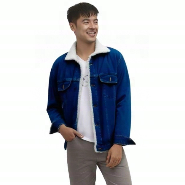 JACKET JEANS SHERPA JEANS BULU PRIA DAN WANITA BIKER
