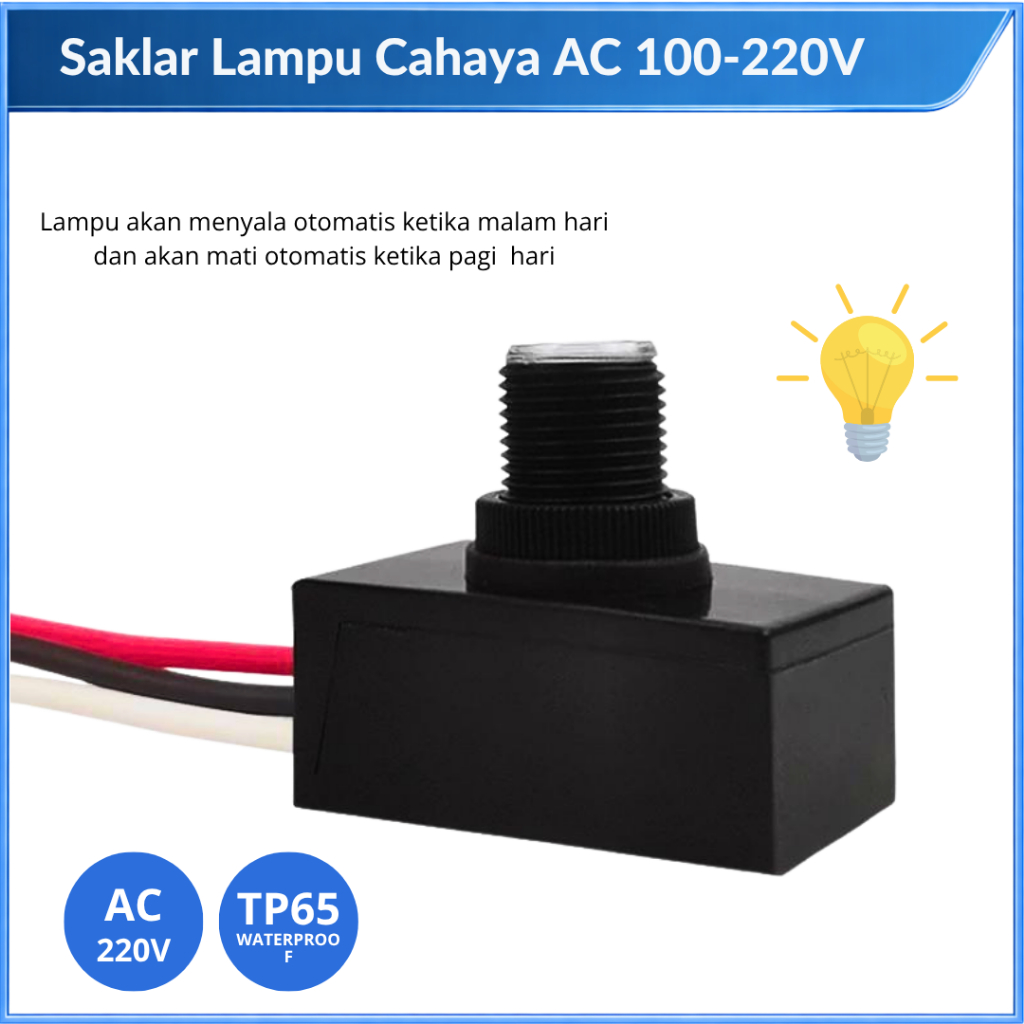 Saklar Lampu Sensor Cahaya AC 220V Light Switch Photocell Sensor Otomatis Lampu Waterproof