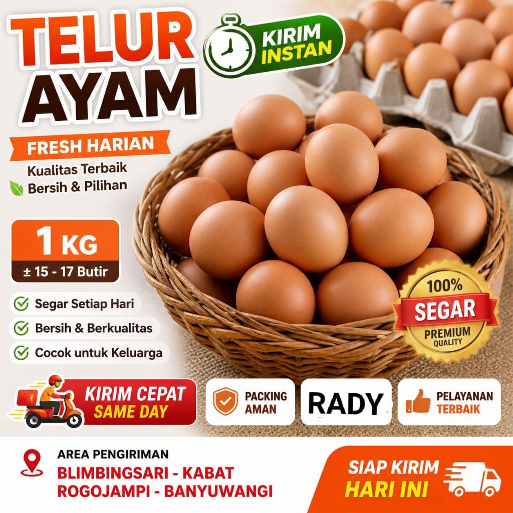 TELUR AYAM & BEBEK fresh isi 1 KG, INSTAN BWI, , BADEAN , Blimbingsari
