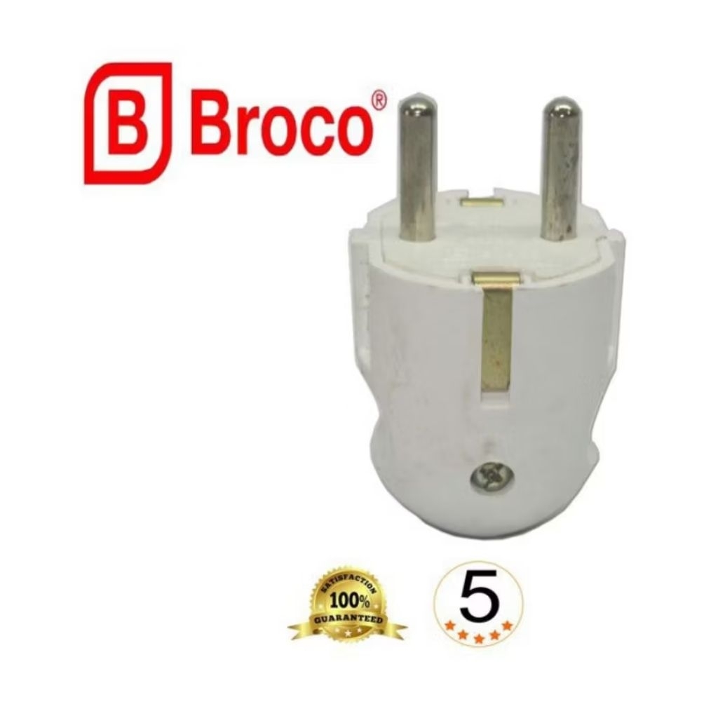Steker/Colokan Listrik Broco 13310 Arde | Steker 2 Kaki Tebal & Tahan Panas