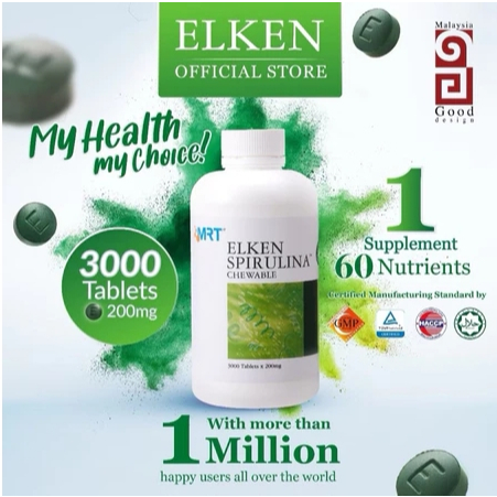 Elken Spirulina 1200 Tablet Obat Suplemen Maag Kronis Exp 2027