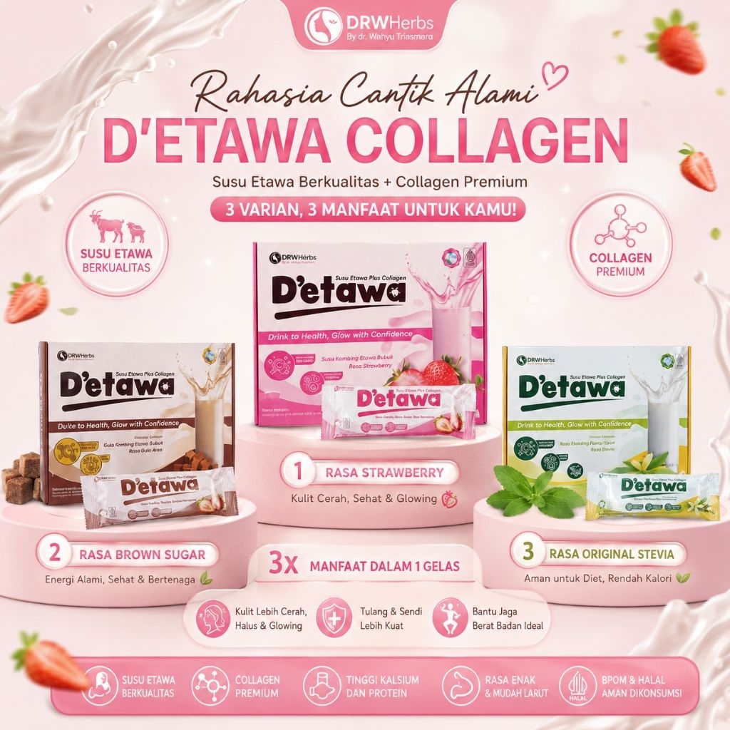 D’ETAWA Collagen DRW | Susu Kambing Etawa Collagen Glow Up BPOM Halal | Aman Bumil Busui Anak 2+ | S