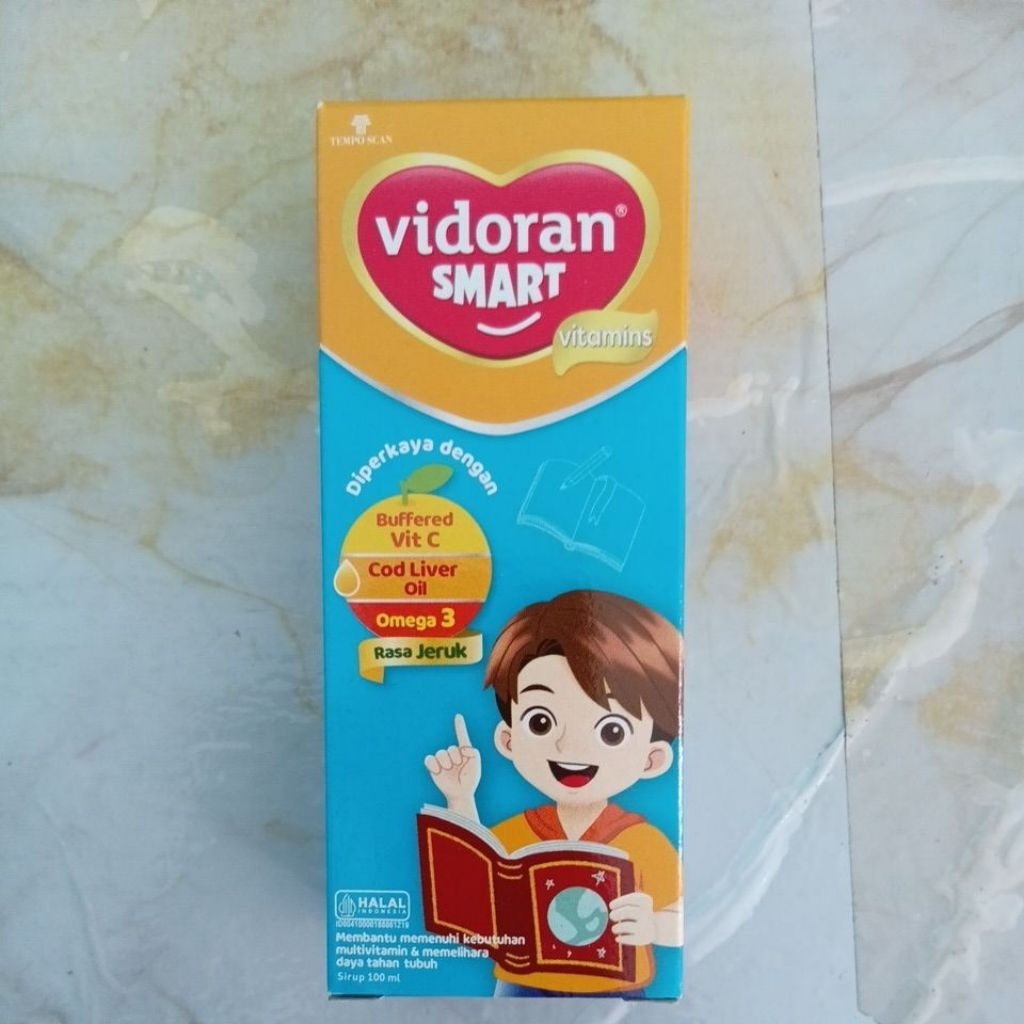 Sirup Vitamin Anak Vidoran Smart Rasa jeruk 100 ml - Nutrisi Otak, DHA, Vitamin B Kompleks