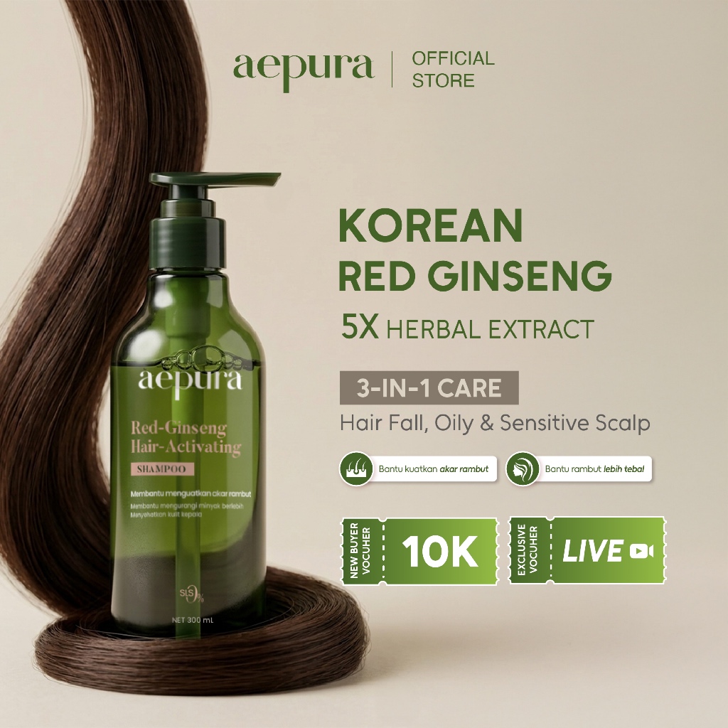 aepura Red-Ginseng Hair Activating Scalp Treatment - Memperkuat Akar Rambut Mempercepat Pertumbuhan 
