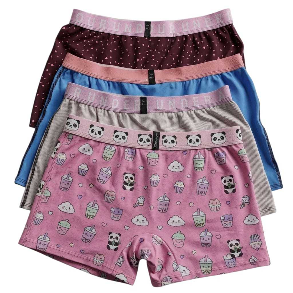 5Pcs Celana Dalam Wanita Model Boxer Jumbo - CD Wanita Dewasa Terbaru Ukuran M-6L BB 150kg Big Bahan